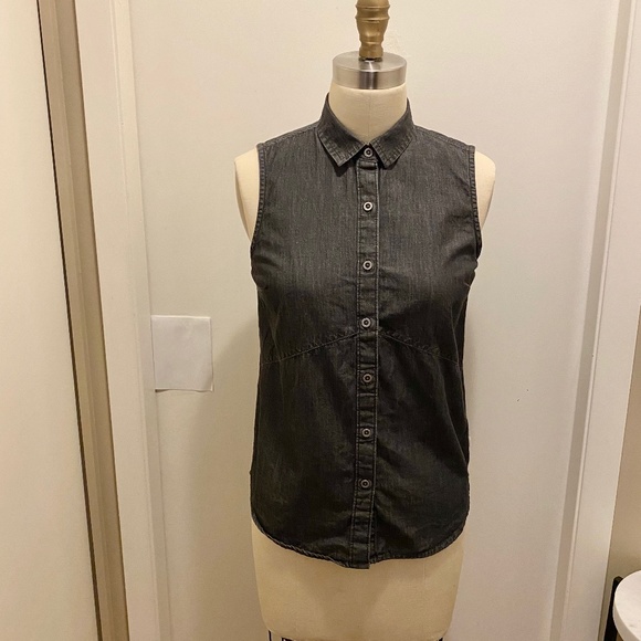 Vans Dark Blue Denim Button Down Sleeveless Top XS - Picture 11 of 13